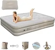Inflatable Camping Mattress, Camping Air Mattress, Thickened Camping Mattress, Self-Injury Double Storage Bed, Portable Luxury Air Mat with Luxury Sleeping Plates, with Built-in Pump for Wan