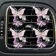 Car Air Fresheners Vent Clips for Women,4 Pcs Cute Dual Butterfly Diamond Rhinestone Air Freshener Vent Clip Sparkly Car Accessories for Women