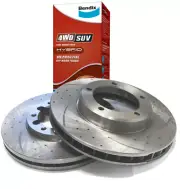 SLOTTED DIMPLED Front 296mm BRAKE ROTORS BENDIX 4WD PADS FOR KLUGER MCU28 (for: Toyota)