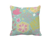 green flower paint throw pillow sleeping sofa cushion cover