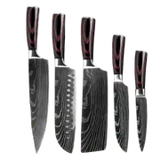5pcs Japanese Kitchen Knives Damascus Chef Knife Set Steel Chef Cleaver Knife