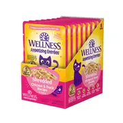 Wellness Appetizing Entrees Shredded Chicken & Duck in Sauce Wet Cat Food Pouch 40gx8