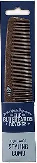 The Bluebeards Revenge, Liquid Wood Hair And Beard Comb For Men, Plastic Free Fine And Medium Tooth, Anti Static Styling Comb