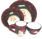 Oneida Sakura Santa's Portraits 16-Piece Dinnerware Set, Service for 4