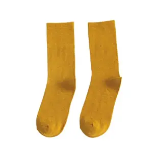 復古質感襪 中筒襪 襪子 長襪 女襪 少女襪 學生襪 堆堆襪 素色 - 3雙入(芥黃)