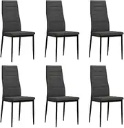 'vidaXL Set of 6 Modern Dining Chairs in Dark Grey – Fabric Upholstered with Sturdy Steel Frame, Comfortable Padded Seats and Backrests for Indoor Use'.