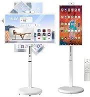 32-Inch Mobile Smart Touch Screen, Portable Smart TV with Touchscreen Display,10500mAh Battery, Rolling TV on Wheels with Voice Control Android OS 8G RAM+128G Storage Built-inwith Remote Control