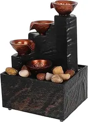GANAZONO Versatile Small Tabletop Fountain Led Lighted Water Feature Pebbles Office Home Hotel Decor