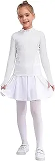 [FEESHOW] Kids Girls Quick Drying Sweatshirt with Skirt Set Sports Outfit Tracksuit Summer Golf Suit Jogging Yoga
