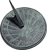 MEDIEVAL CRAFT Time Flies Number Sundial Cast Iron with Verdigris Finish Sundial Garden Gift