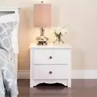 White Finish Wooden Nightstand Bedside Table 2 Drawer End Side Storage Furniture