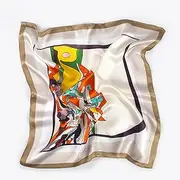[ROBAUN] Women's Soft Silk Scarf, 21.7 Inches Large Fashion Pattern Printed Lightweight Satin Square Scarf