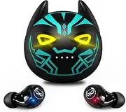 [AMAFACE] Kids Wireless Earbuds for Small Ears, Touch Control Headset Stereo Sound in-Ear Wireless Headphones, Bluetooth 5.0 Noise Reduction Earphones with Black Blue Cartoon Blinking Eyes Charging Case