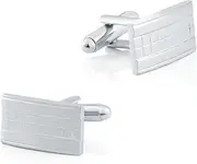[QYLEU] Cufflinks 2 Pairs Of Silver Plain Metal Cufflinks Men's French Shirt Cufflinks