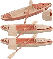 Toyvian Pack of 3 Plastic Boat Ornaments 19 5 cm Kayak Toy Paddle Canoe Model for Birthday Cake Decoration Office Table Decoration