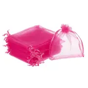 100pcs Organza Bags 4x5 Inch Drawstring Favor Pouches Sheer Mesh Bag Rose Red