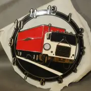 VINTAGE 1984 Ramar IND Plastic Clock Face Red Semi Truck 6"x5.75"