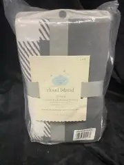 Fitted Jersey Crib Sheet - Cloud Island - Solid Gray and Grey & White Plaid 2pk