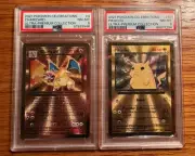 PSA 8 LOT ⚡️2021 Celebrations Gold Metal Charizard + Pikachu Ultra Premium