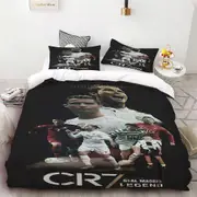 v906 Bed Sheets Piece Duvet Cover Set Football Star Ronaldo Bedding Set Single Double Bedroom Decoration Lightweight Comfortable Soft 3-Piece Bedding