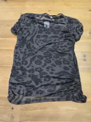 DKNY Black Women's Animal Leopard Print Top Small