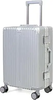 [Generic] Aluminum Luggage Carry On Suitcase, 24 Inch Large Travel Hard Shell Zipperless TSA Approved Hand Luggage with Silent Spinner Wheels (Sliver, 67x45x28CM)