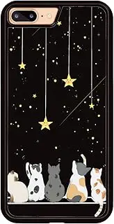Black Cute Cat Iphone 7 Plus - 8 Plus Case - 5.5 Inch Cute Cat Iphone Case, Non-Slip Pattern Design and Shock Absorption, Soft Silica Gel Frame Support Black Phone Case for Teen Girls and Sisters