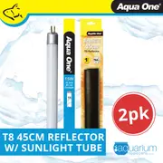 Aqua One 45cm Reflector Kit 2pk - Includes Single T8 15W w/ Sunlight Tube (46496-SK)