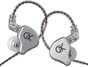 G.K GS10 Metal Earphones 4BA+1DD Hybrid Technology HiFi Bass Earbuds in Ear Monitor Headphones Sport Noise Cancelling Headset(No mic,Silver)