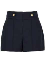 Veronica Beard Runo Linen-blend Shorts - Navy - 12 (UK 16 / XL) 12 (UK 16 / XL)