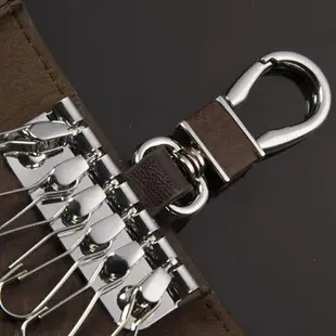 男士真皮鑰匙包簡約大容量多功能腰掛牛皮匙鑰包卡包實用鎖匙包女 全館八五折 交換好物