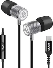 LUDOS Ultra USB C Headphones, 5 Years Warranty, Magnetic USB-C Earbuds for iPhone 16 15 Pro Max Plus Samsung Galaxy S24 S23 Ultra S22 S21 FE S20 Z Flip 3 Fold 4 A53 A54, USB Type C Earphones - Grey