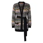 [Missoni] Missoni Chevron-pattern Belted Cardigan 42 IT BLACK/BLUE