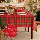 Christmas Rectangle Red Plaid Tablecloth - 60 x 84 Inch - Checkered Water Sta...