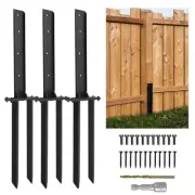 3 Pack Fence Post Repair Stakes,Post Anchor Double Ground Spike,Heavy Duty St...