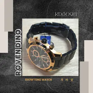 Roven Dino 羅梵迪諾 三眼顯示 兩地時區 手錶 - 黑玫瑰金 RD6098BRG-538 [ 秀時堂 ]
