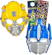 Transformers Masks for Kids 2 Pack Set - Bundle with Optimus Prime and Bumblebess Masks for Dress Up Pretend Play Plus Stickers, More | Transformers Costume Accessories