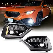 SHINEFIT LED DRL Fog Bezel Lights Kit Replacement for 2022 2023 2024 WRX 3-IN-1 Sequential Turn Signals Daytime Running Lights Fog Bezels Kit Lamp
