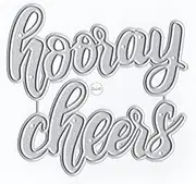 DzIxY Hooray Cheers Words Metal Cutting Dies for Clear Stamps and Metal Cutting Dies Sets for Card Making Scrapbooking Paper Supplies Seals Storage Pockets