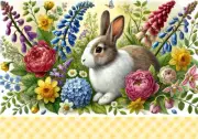 Flower Garden Bunny | A4 Rice Paper | Paper for Decoupage | Decoupage Creatives