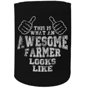 Alcohol Stubby Holder - Awesome Farmer Looks Like - Funny Novelty Birthday Gift Joke Beer Can Bottle