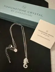 Touchstone Crystal By Swarovski Seahorse Reversible Pendant Necklace NIB