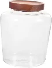 OKUMEYR Delicate Storage Canister Glass Food Jar Wood Lid Seals Freshness for Bulk Tea Biscuits