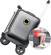 [VoOqo] Riding Luggage, 20-Inch Rideable Suitcase, Electric Scooter Luggage Carry On Luggage with Removable Battery, Load 110Kg, USB Charging Ports, for Adults to Go Out Black