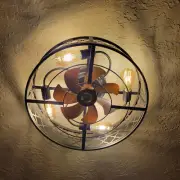 Farmhouse Caged Ceiling Fan with Lights Remote Control, 6 Speed Reversible Flow