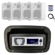 Pyle Marine Radio,Adapter,Spa Bezel, Antenna,Wire, 4x 4" 30 Watt White Speaker