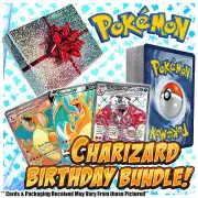 Pokémon TCG Card Mega Pack Charizard Birthday Mystery Bundle Gold Edition