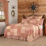 Farmhouse Twin Quilt Red Patchwork Sawyer Mill Chambray Bedroom Decor VHC Brands