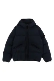STONE ISLAND JUNIOR Logo Patch Hooded Down Jacket