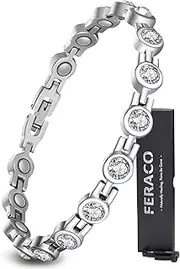 Feraco Magnetic Bracelet for Women Titanium Steel Magnetic Bracelets with Gorgeous Sparkling Cubic Zirconia Costume Jewelry